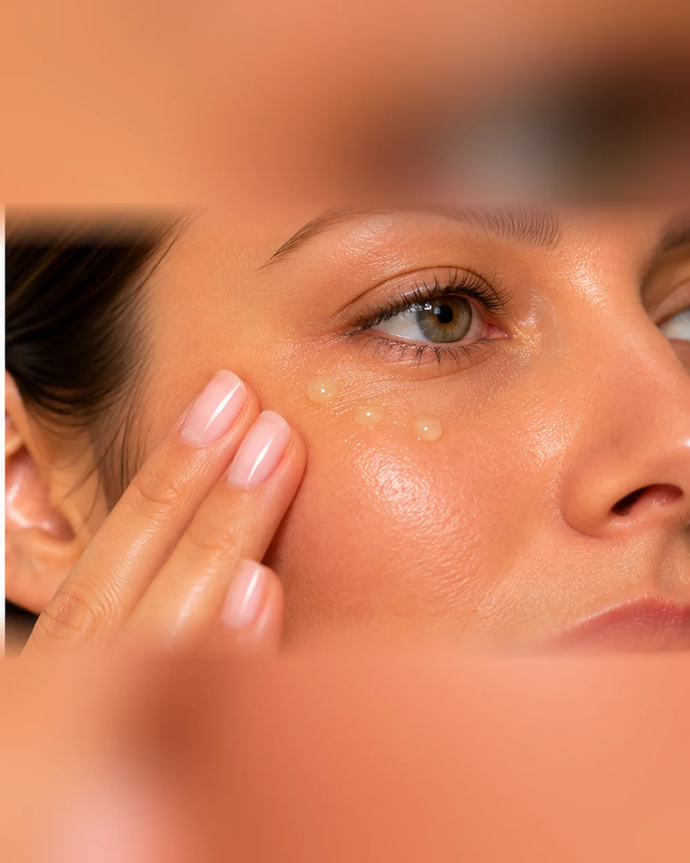 Aplicación de contorno de ojos RadiantEyes Lift & Glow de JICALAB sobre la piel del rostro